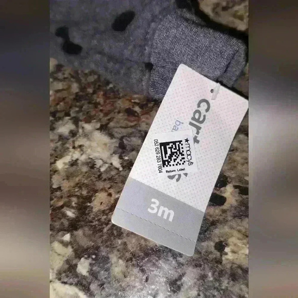 Carter's one piece winter wear. black and gray polka dot. 3 month new tags - Picture 5 of 6